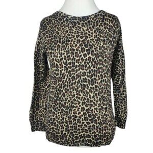 J Crew Leopard Tippi Sweater Size L Merino Wool Animal Print
